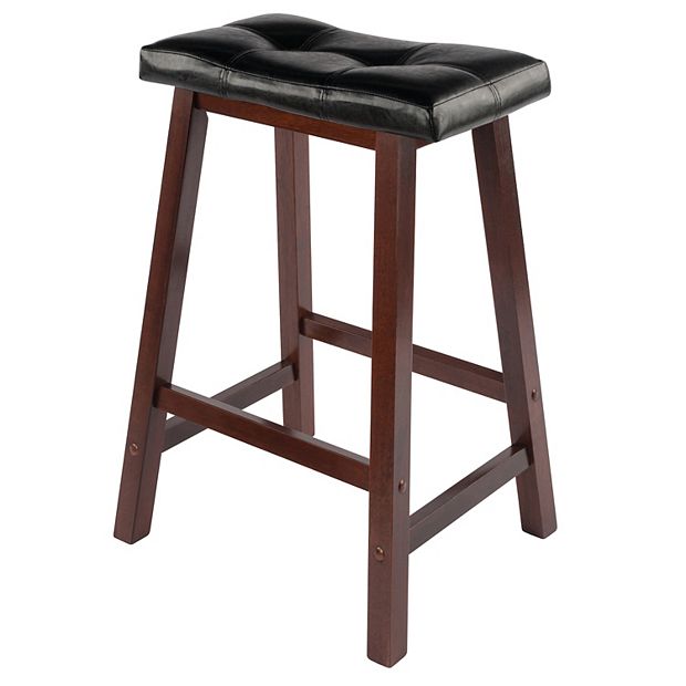 Cushion Saddle Seat Counter Stool Black And Walnut