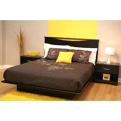 Full Size Contemporary Platform Bed In Black Finish