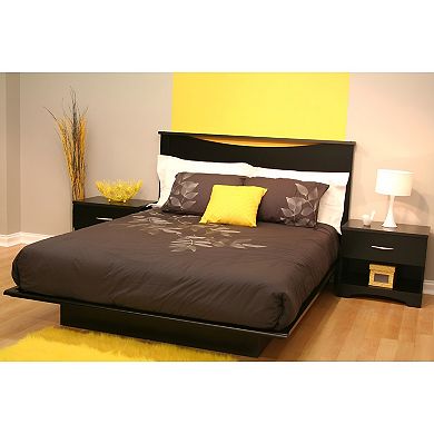 Full Size Contemporary Platform Bed In Black Finish