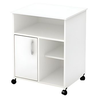 Modern Home Office Printer Stand Cart with 3 Open Compartments and 1 Closed Storage Shelf