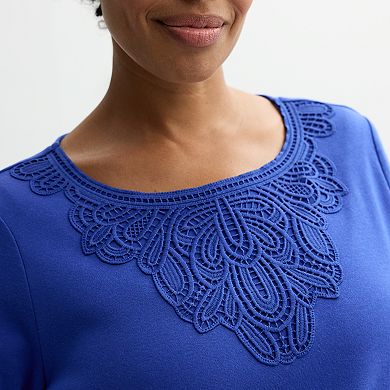 Women's Croft & Barrow Lace Round Neck Top