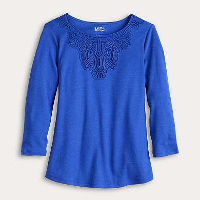 Women's Croft & Barrow Lace Round Neck Top