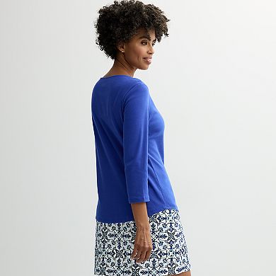 Women's Croft & Barrow Lace Round Neck Top