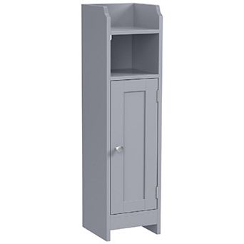 Compact Bathroom Storage Floor Cabinet Slim Corner Organizer with Adjustable Shelves