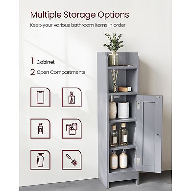 Compact Bathroom Storage Floor Cabinet Slim Corner Organizer with Adjustable Shelves