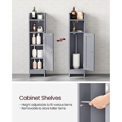 Compact Bathroom Storage Floor Cabinet Slim Corner Organizer with Adjustable Shelves
