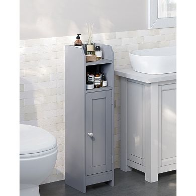 Compact Bathroom Storage Floor Cabinet Slim Corner Organizer with Adjustable Shelves