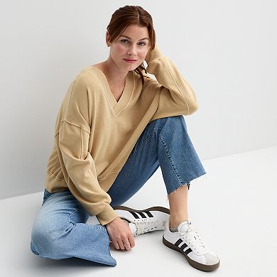 Juniors' SO® Fleece Double V-Neck Sweatshirt