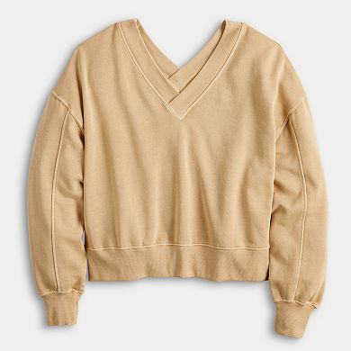 Juniors' SO® Fleece Double V-Neck Sweatshirt
