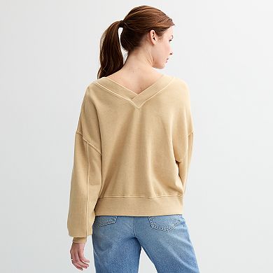 Juniors' SO® Fleece Double V-Neck Sweatshirt