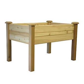Raised Garden Bed Planter Box In Solid Cedar Wood In Natural Finish - 34-inch