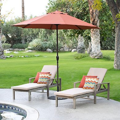 Outdoor 9-Ft Patio Umbrella with Adjustable Crank Lift, Tilt Shade, Aluminum Frame, & Easy Assembly