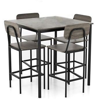 Counter Height Dining Table Set with 4 Bar Stools, Space Saving Kitchen Furniture