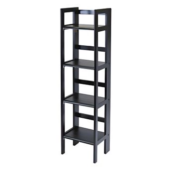 Black 4 tier Shelf Folding Shelving Unit Bookcase Storage Shelves Tower