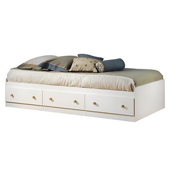 Twin Size White Wood Platform Bed Daybed With Storage Drawers