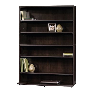 Contemporary 6-shelf Bookcase Multimedia Storage Rack Tower In Cinnamon Cherry Finish