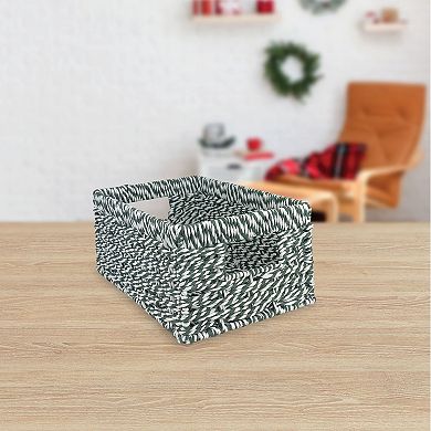 Merry and Bright Green Rectangular Paper Weave Basket