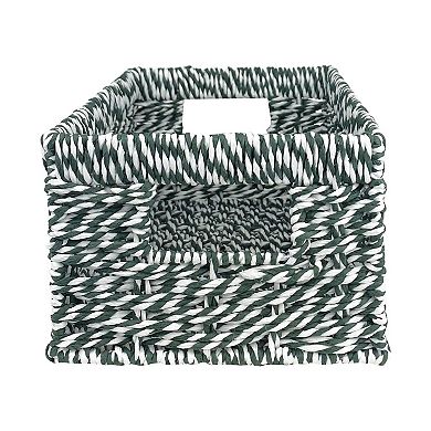 Merry and Bright Green Rectangular Paper Weave Basket