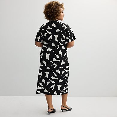 Plus Size Nine West Dolman Faux-Wrap Midi Dress