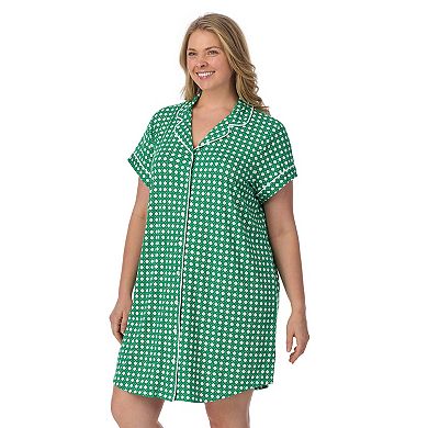 Plus Size Draper James Printed Cozy Short Sleeve Notch Collar Sleepshirt