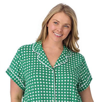 Plus Size Draper James Printed Cozy Short Sleeve Notch Collar Sleepshirt