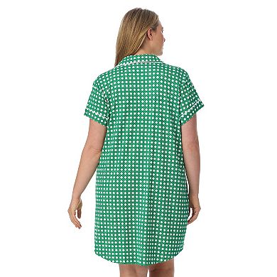 Plus Size Draper James Printed Cozy Short Sleeve Notch Collar Sleepshirt