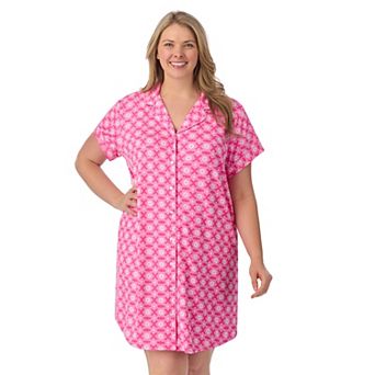Plus Size Draper James Printed Cozy Short Sleeve Notch Collar Sleepshirt