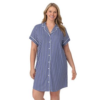 Plus Size Draper James Printed Cozy Short Sleeve Notch Collar Sleepshirt