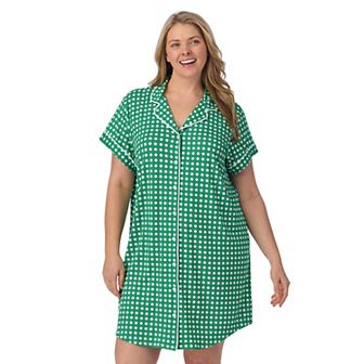 Plus Size Draper James Printed Cozy Short Sleeve Notch Collar Sleepshirt