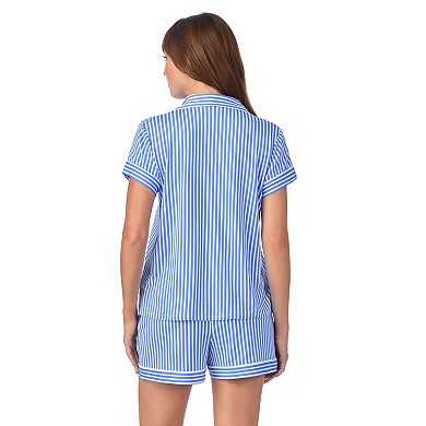 Women's Draper James 2-Piece Printed Cozy Short Sleeve Notch Collar Pajama Top & Pajama Shorts Set