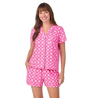 Women's Draper James 2 pc Printed Cozy Short Sleeve Notch Collar Pajama Top & Pajama Shorts Set