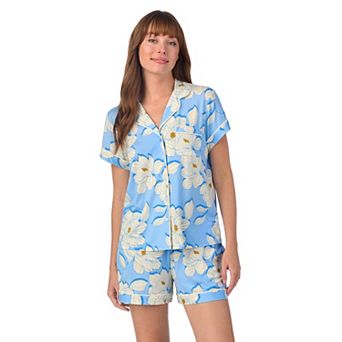 Women's Draper James 2 pc Printed Cozy Short Sleeve Notch Collar Pajama Top & Pajama Shorts Set