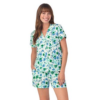 Women's Draper James 2 pc Printed Cozy Short Sleeve Notch Collar Pajama Top & Pajama Shorts Set