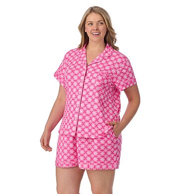 Plus Size Draper James 2-Piece Printed Cozy Short Sleeve Notch Collar Pajama Top & Pajama Shorts Set