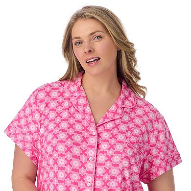 Plus Size Draper James 2-Piece Printed Cozy Short Sleeve Notch Collar Pajama Top & Pajama Shorts Set