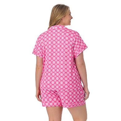 Plus Size Draper James 2-Piece Printed Cozy Short Sleeve Notch Collar Pajama Top & Pajama Shorts Set