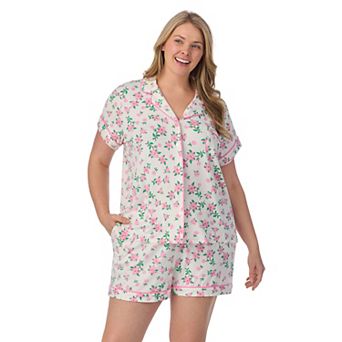 Plus Size Draper James 2 pc Printed Cozy Short Sleeve Notch Collar Pajama Top & Pajama Shorts Set