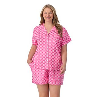 Plus Size Draper James 2 pc Printed Cozy Short Sleeve Notch Collar Pajama Top & Pajama Shorts Set