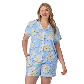 Plus Size Draper James 2 pc Printed Cozy Short Sleeve Notch Collar Pajama Top & Pajama Shorts Set