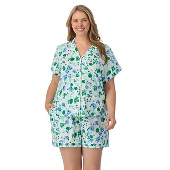 Plus Size Draper James 2 pc Printed Cozy Short Sleeve Notch Collar Pajama Top & Pajama Shorts Set