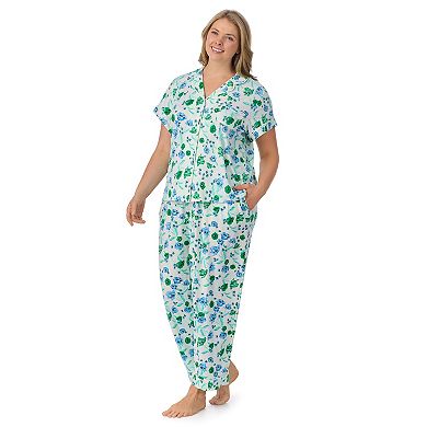 Plus Size Draper James 2-Piece Printed Cozy Short Sleeve Notch Collar Pajama Top & Pajama Pants Set