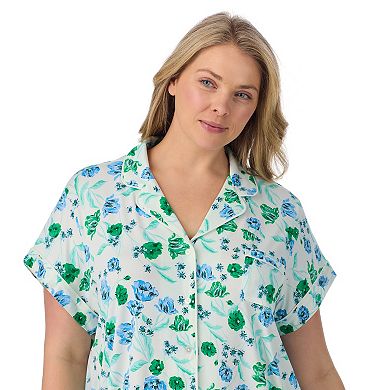 Plus Size Draper James 2-Piece Printed Cozy Short Sleeve Notch Collar Pajama Top & Pajama Pants Set