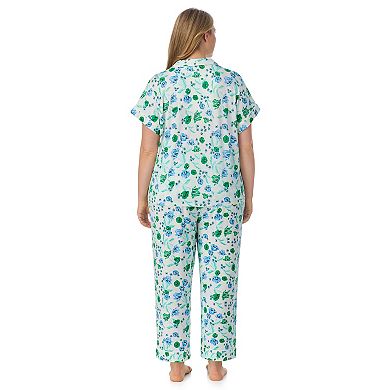 Plus Size Draper James 2-Piece Printed Cozy Short Sleeve Notch Collar Pajama Top & Pajama Pants Set