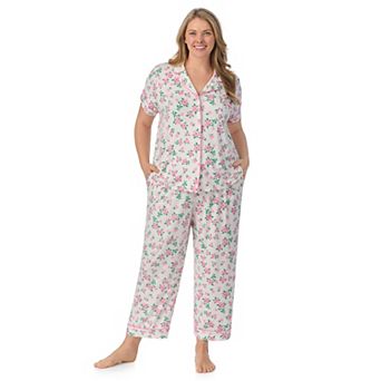 Plus Size Draper James 2 pc Printed Cozy Short Sleeve Notch Collar Pajama Top & Pajama Pants Set