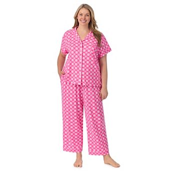 Plus Size Draper James 2 pc Printed Cozy Short Sleeve Notch Collar Pajama Top & Pajama Pants Set