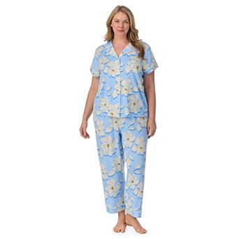 Plus Size Draper James 2 pc Printed Cozy Short Sleeve Notch Collar Pajama Top & Pajama Pants Set