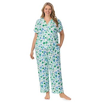 Plus Size Draper James 2 pc Printed Cozy Short Sleeve Notch Collar Pajama Top & Pajama Pants Set