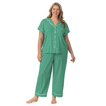 Plus Size Draper James 2 pc Printed Cozy Short Sleeve Notch Collar Pajama Top & Pajama Pants Set
