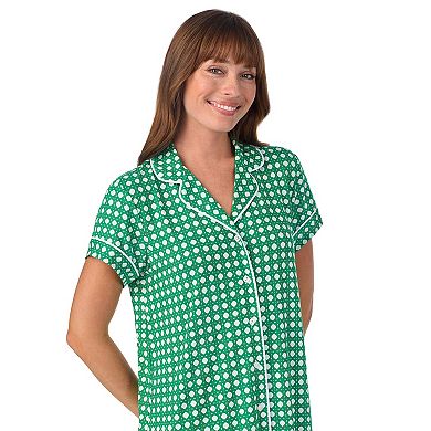 Women's Draper James Printed Cozy Short Sleeve Notch Collar Sleepshirt