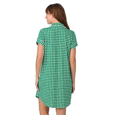 Women's Draper James Printed Cozy Short Sleeve Notch Collar Sleepshirt